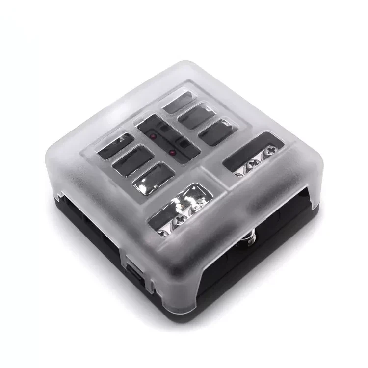 Bloque de fusibles marinos de 6 vías con indicador LED de bus negativo